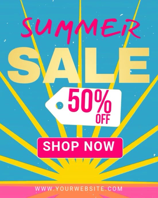 Blue 3d Summer Sale Instagram Portrait template