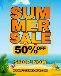 Blue 3d Summer Sale Instagram Portrait template