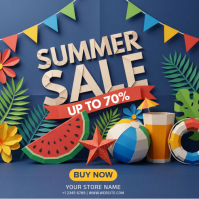 Blue 3D Summer Sale Instagram Post template
