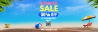Blue 3d Summer Sale Tajuk Twitter template