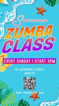 Blue 3d Summer Zumba Classes Instagram Story template