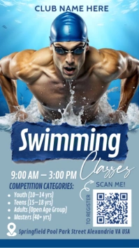 Blue 3d Swimming Classes Instagram Story Instagram-Story template