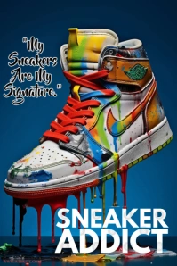 Blue 3d This Image Is A Striking And Artistic Poster Design Tittled "sneaker Addict " Pinterest Grap template