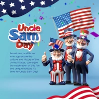 Blue 3d Uncle Sam Day Instagram Post Wpis na Instagrama template