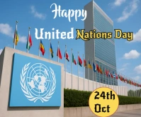 Blue 3d United Nations Day Poster  Medium Rectangle สามเหลี่ยมขนาดกลาง template