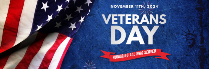Blue 3d Veteran's Day Tajuk Twitter Nagłówek na Twittera template