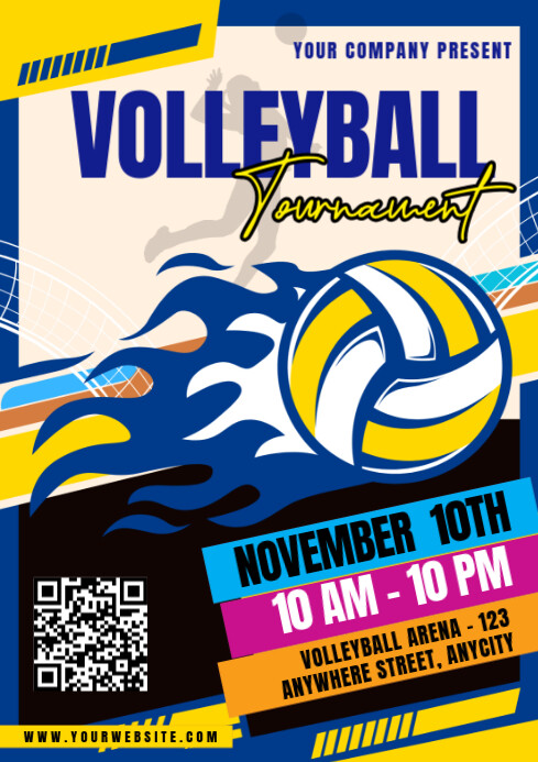 Plantilla de Blue 3d Volleyball Tournament A4 | PosterMyWall