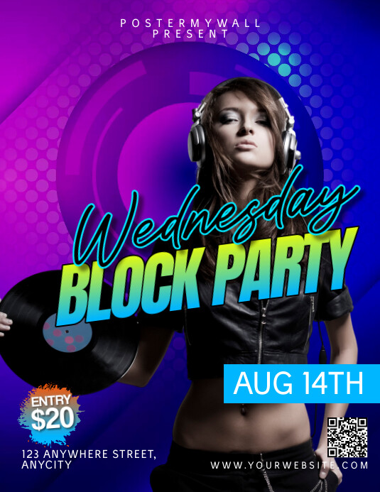 Modèle Blue 3d Wednesday Block Party Pamflet (letter | PosterMyWall