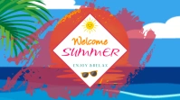 Blue 3d Welcome Summer Pos Twitter template