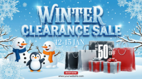 Blue 3d Winter Clearance Sale Digital Display (16:9) template