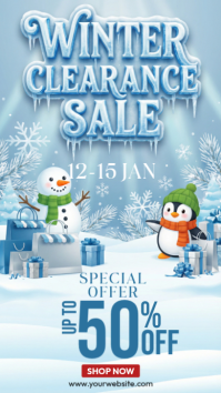 Blue 3d Winter Clearance Sale Instagram Story Instagram-Story template