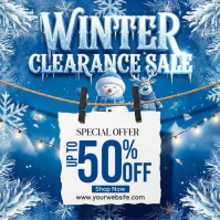 Blue 3d Winter Clearance Sale Square (1:1) template