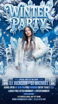 Blue 3d Winter Party Instagram Story template