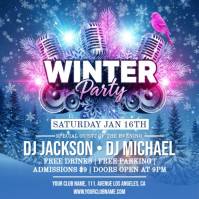 Blue 3d Winter Party Invitation Instagram Post template