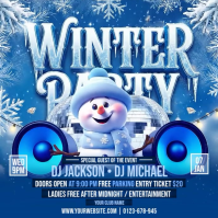Blue 3d Winter Party  Square (1:1) template