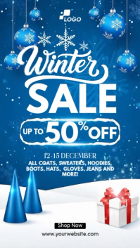 Blue 3d Winter Sale Instagram Story template