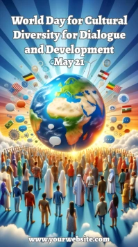 Blue 3d World Day For Cultural Diversity For Digital Display (9:16) template