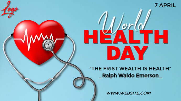 Blue 3d World Health Day Digital Display (16:9) template