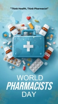 Blue 3d World Pharmacist Day Instagram Story template