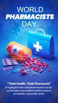Blue 3d World Pharmacist Day Instagram Story template