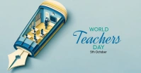Blue 3d World Teacher's Day  Facebook Shared Image template