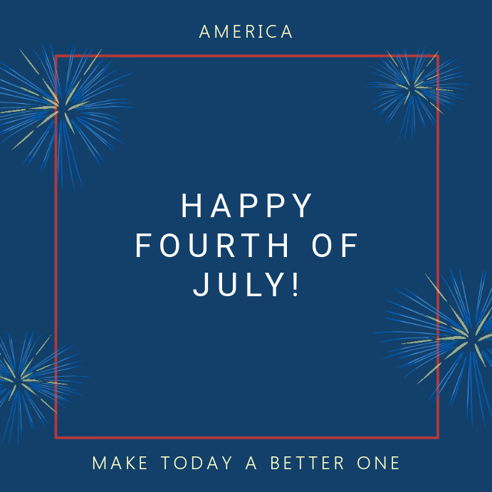 Blue 4th of July Fireworks Instagram Post Template Instagram-opslag