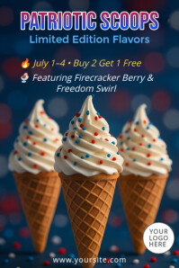 Blue Ice Cream Promotion Poster Template