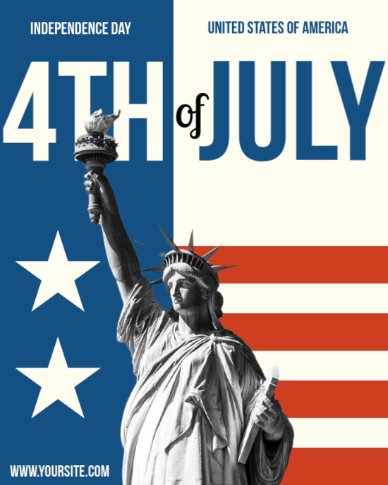 Blue  4th Of July Instagram Portrait template