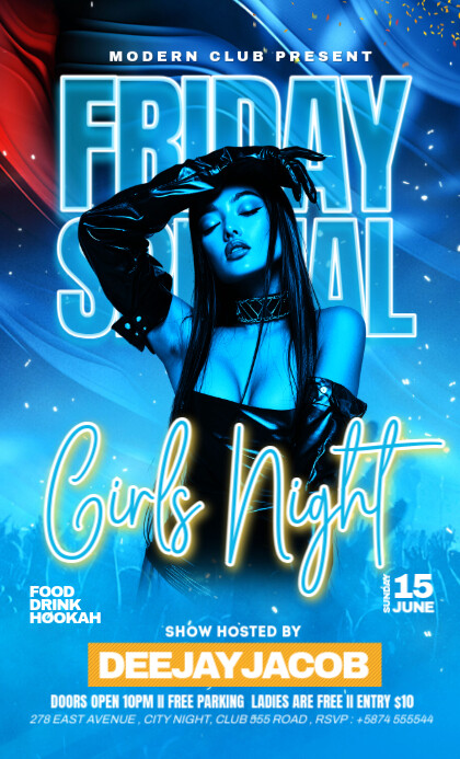Blue Abstract Friday Special Girls Night Party  Us Legal VSA Wetlik template