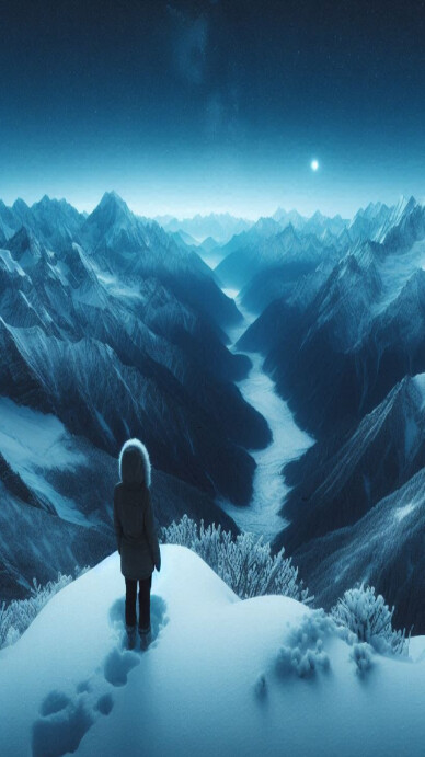 Blue Abstract Snowy Mountain  Digital Display (9:16) template