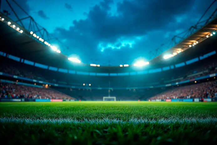 Blue Abstract Sport Stadium Under Dramatic Sky Poster Plakkaat template