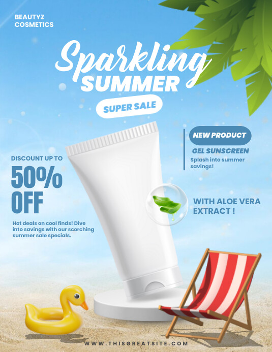 Blue Abstract Summer Skincare Ads Flyer (us L template