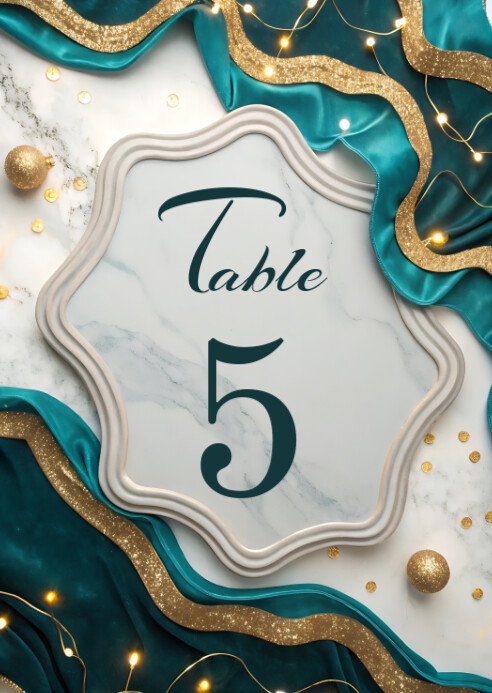 blue Abstract Table number card  A6 template