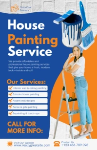 Blue Affordable House Painting Services Flyer Template Tabloïd