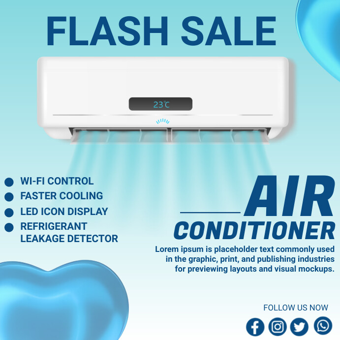 Blue Air Conditioner Instagram Post Template | PosterMyWall