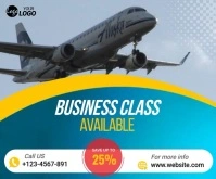 Blue Airlines Ticket Post Medium Rectangle Retângulo médio template