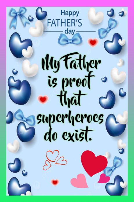 Blue Alegre Happy Fathers Póster Poster template