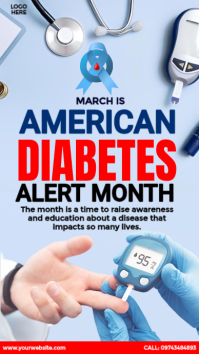 Blue American Diabetes Alert Month Instagram Story template