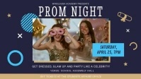 Blue and Beige Prom Night Event Facebook Cove Film w tle na Facebooka (16:9) template