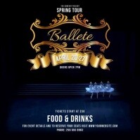 Blue and Black Ballet Square Video Persegi (1:1) template