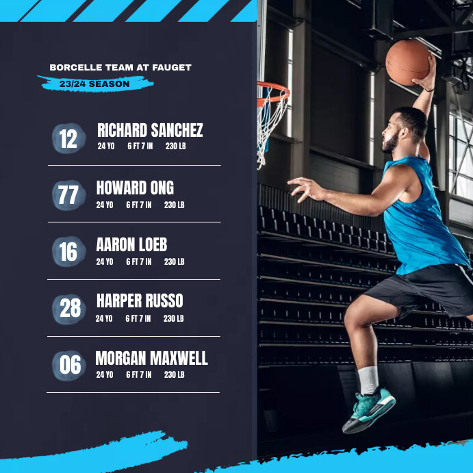 Blue and Black Basketball Line Up Instagram Template PosterMyWall