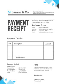 Blue and Black Corporate Payment Receipt A4 template