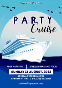 Blue And BLACK Illustration Cruise Party Pos A2 template
