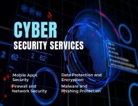 Blue and Black Modern Cyber Security Video Flyer (US Letter) template