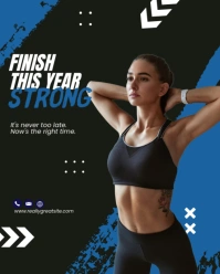 Blue and Black Modern Gym Fitness Instagram Post template
