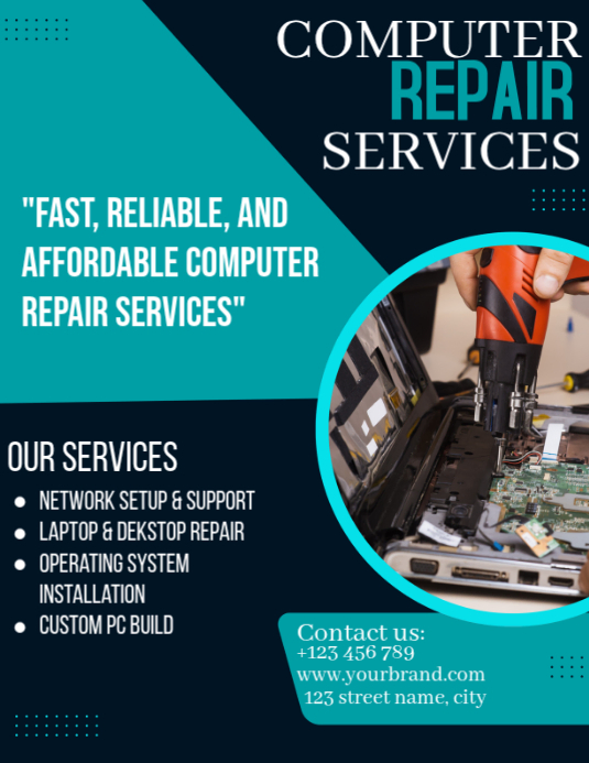 Computer Repair Services Flyers Template | PosterMyWall