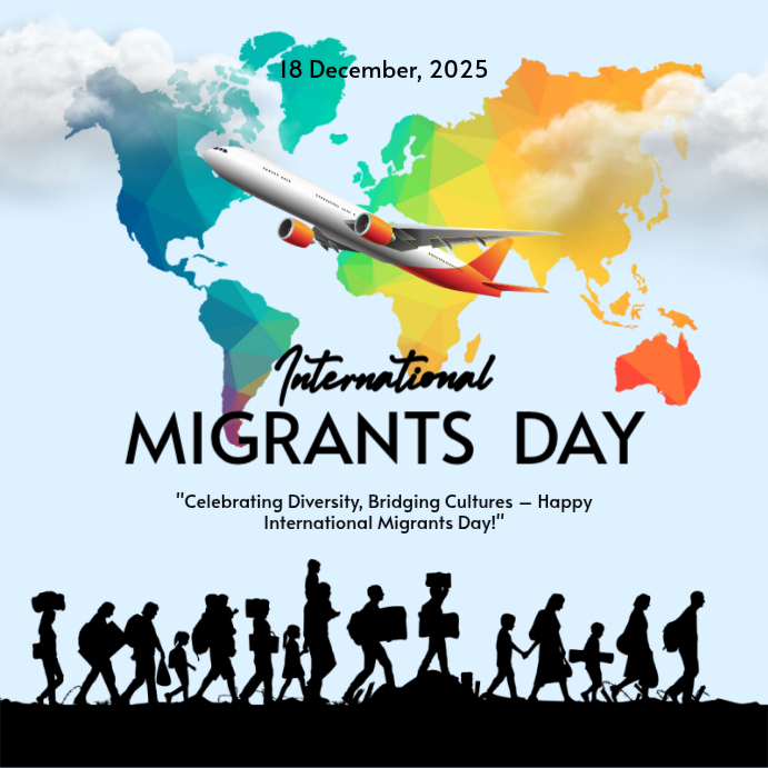 Copy of Blue and Black Simple Style International Migrant Day Instagram ...