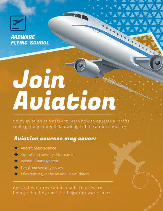 Blue and brown pilot program flyer Template | PosterMyWall