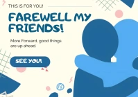 Blue and cream abstract farewell greeting car A1 template