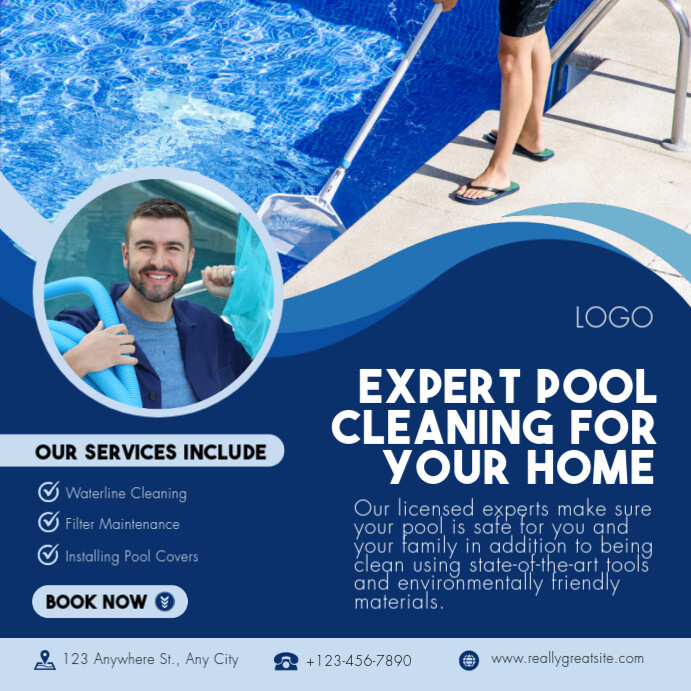 Copy of Blue and Dark Blue Modern Pool Cleaning Services Instagram Post ...
